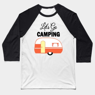 Let's Go Camping Retro Campers Pattern - Navy Blue Baseball T-Shirt